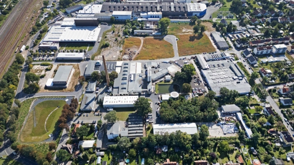Drohnenaufnahme vom Gewerbegebiet Coswig-Kötitz