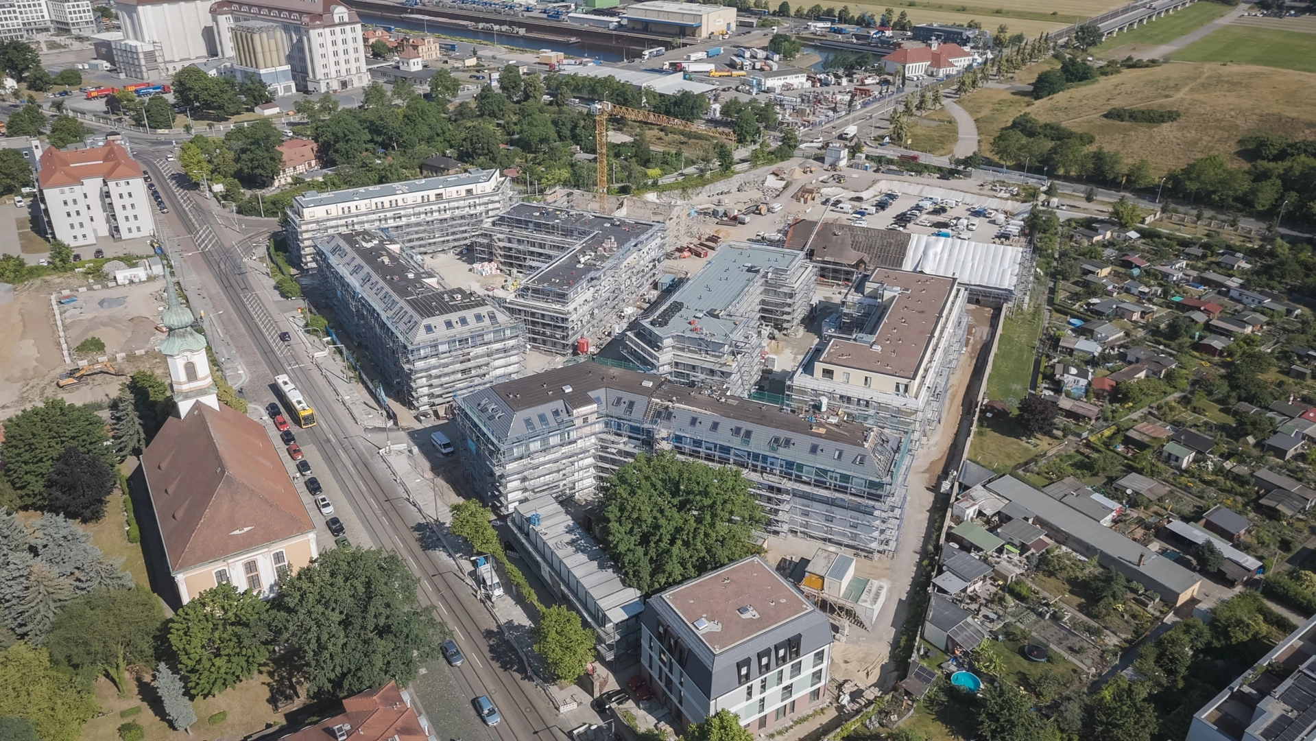 Luftaufnahme der Baustelle des Ostravorwerks