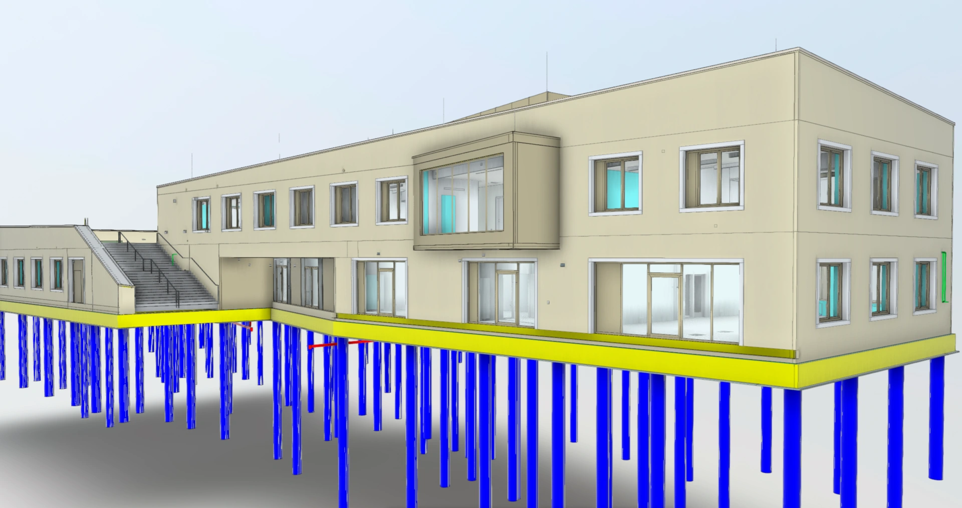Modellierung der Pfahlgründung des Stadtteilhauses